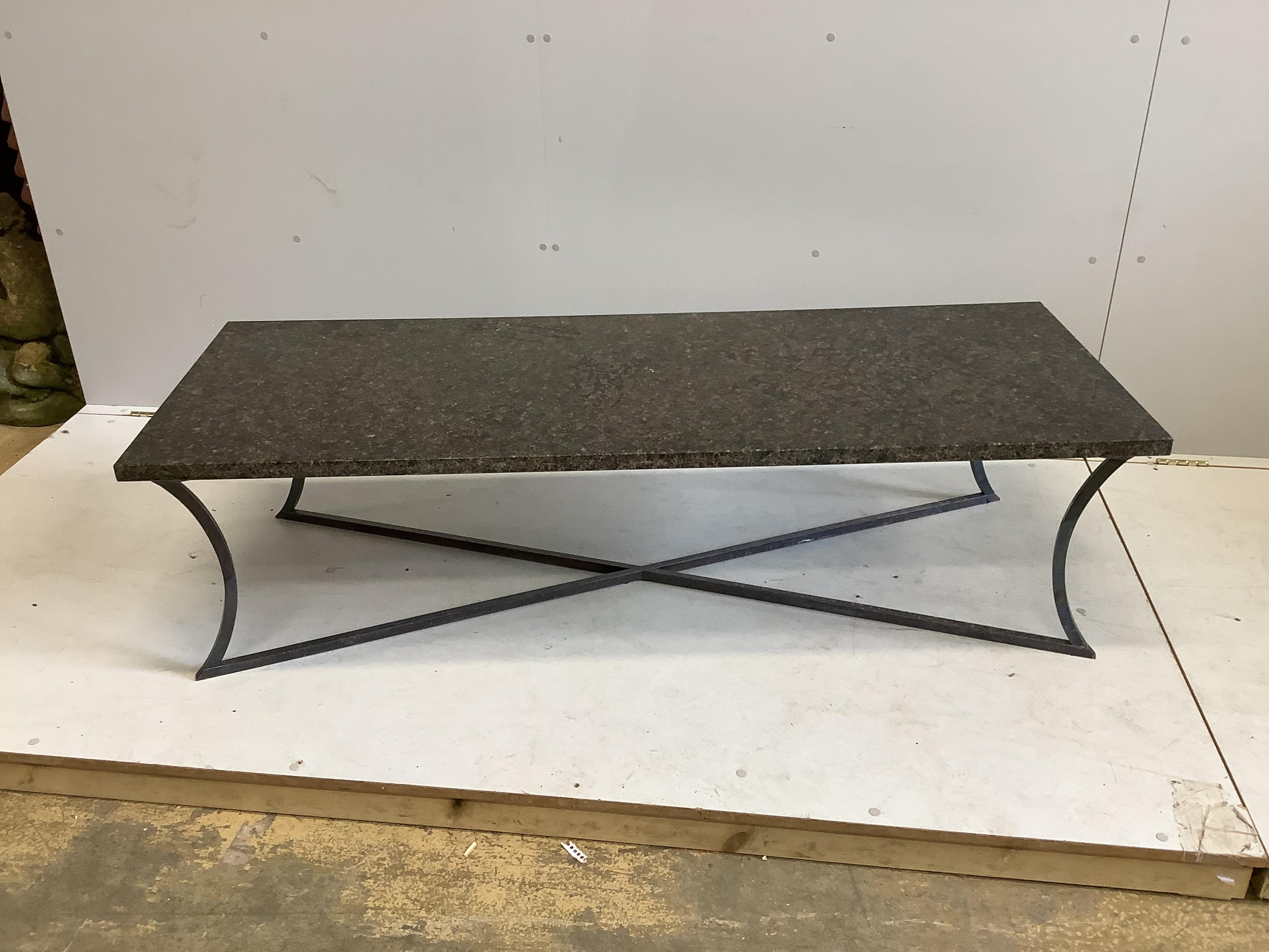 A contemporary rectangular marble top coffee table, width 160cm, depth 160cm, height 43cm